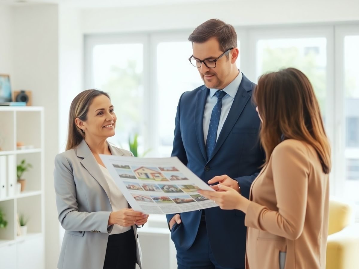 Agent imobiliar discutând cu clientul într-un birou