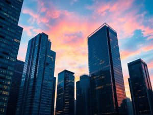 Clădiri moderne și luminoase, simbol al proiectelor viitoare.